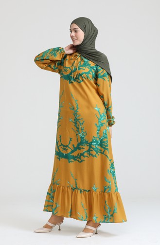 Mustard Hijab Dress 6699-09