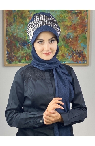 Dunkelblau Praktischer Turban 476EYLL22ŞAPK-01