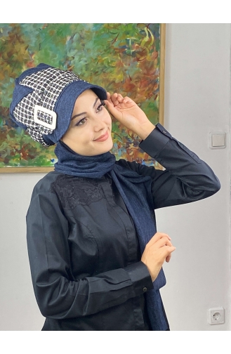 Navy Blue Ready to Wear Turban 476EYLL22ŞAPK-01