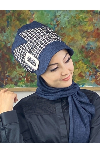 Dunkelblau Praktischer Turban 476EYLL22ŞAPK-01