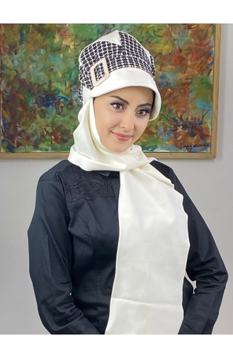 White Ready to Wear Turban 476EYLL22ŞAPK-02