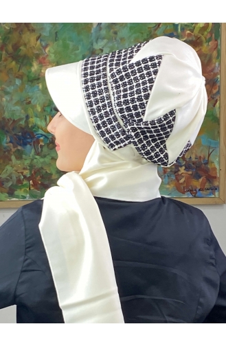 White Ready to Wear Turban 476EYLL22ŞAPK-02