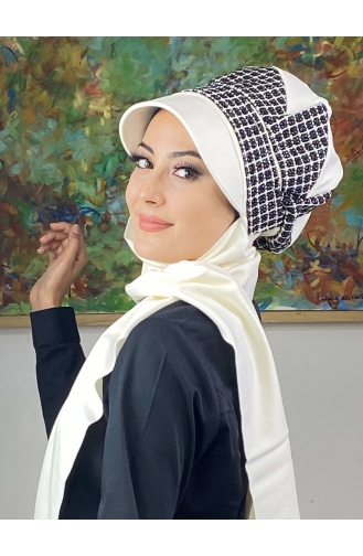 White Ready to Wear Turban 476EYLL22ŞAPK-02