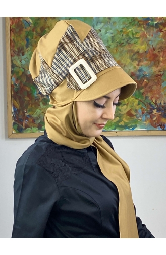 Brown Ready to Wear Turban 526EYLL22ŞAPK-01