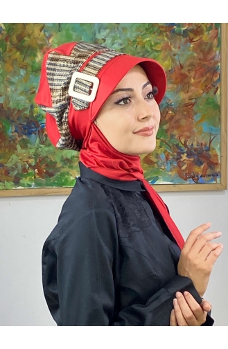Red Ready to Wear Turban 526EYLL22ŞAPK-02