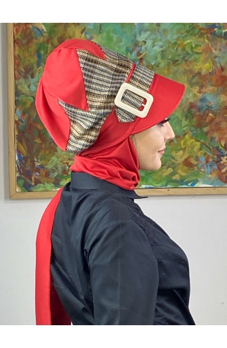 Red Ready to Wear Turban 526EYLL22ŞAPK-02