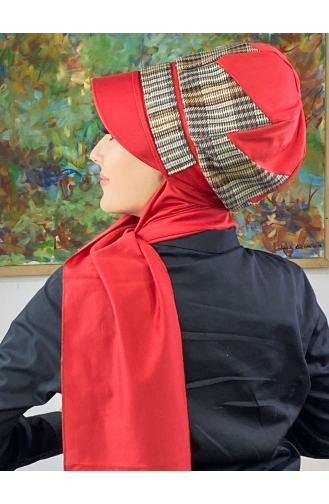 Red Ready to Wear Turban 526EYLL22ŞAPK-02