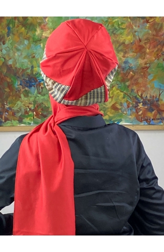 Red Ready to Wear Turban 526EYLL22ŞAPK-02