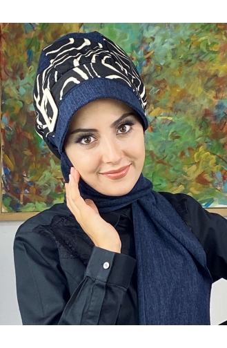 Dunkelblau Praktischer Turban 556EYLL22ŞAPK-01