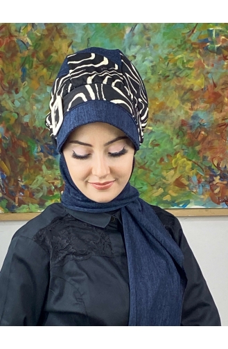 Turban Pret-a-Porter Bleu Marine 556EYLL22ŞAPK-01