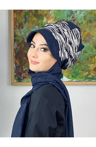 Turban Pret-a-Porter Bleu Marine 566EYLL22ŞAPK-01