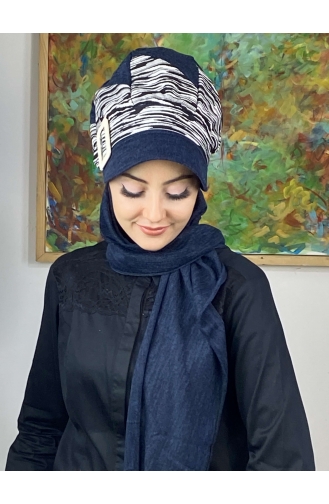 Turban Pret-a-Porter Bleu Marine 566EYLL22ŞAPK-01