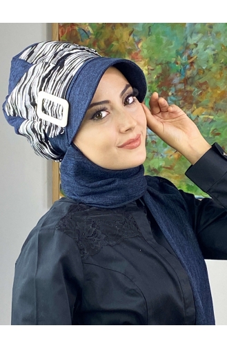 Turban Pret-a-Porter Bleu Marine 566EYLL22ŞAPK-01