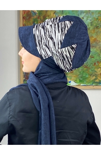 Turban Pret-a-Porter Bleu Marine 566EYLL22ŞAPK-01