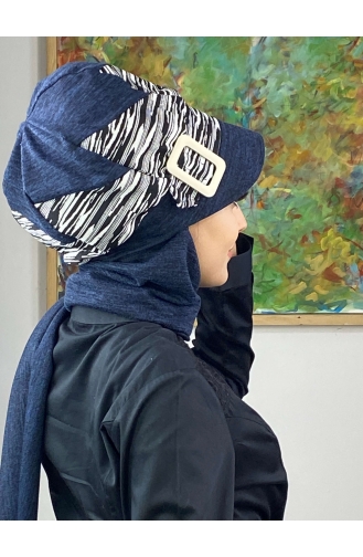 Turban Pret-a-Porter Bleu Marine 566EYLL22ŞAPK-01