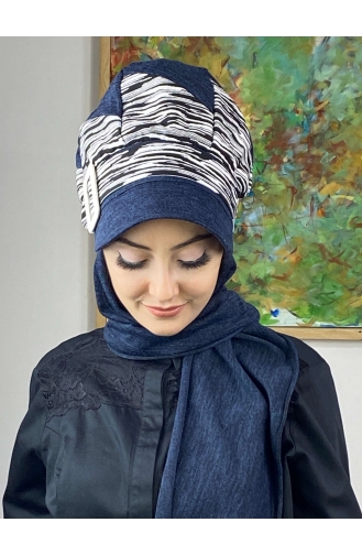 Turban Pret-a-Porter Bleu Marine 566EYLL22ŞAPK-01