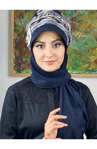 Turban Pret-a-Porter Bleu Marine 566EYLL22ŞAPK-01