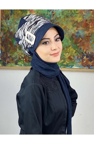 Turban Pret-a-Porter Bleu Marine 566EYLL22ŞAPK-01