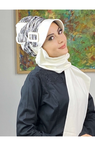 White Ready to Wear Turban 566EYLL22ŞAPK-02