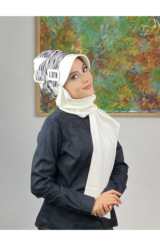White Ready to Wear Turban 566EYLL22ŞAPK-02
