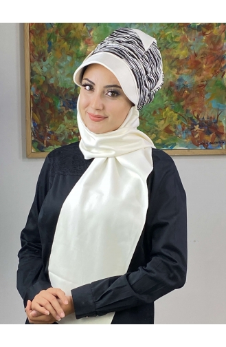 White Ready to Wear Turban 566EYLL22ŞAPK-02