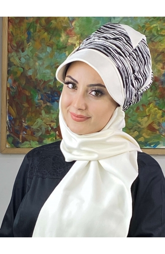 White Ready to Wear Turban 566EYLL22ŞAPK-02