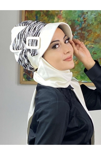 White Ready to Wear Turban 566EYLL22ŞAPK-02