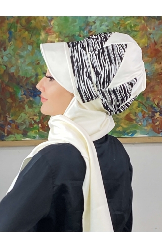 White Ready to Wear Turban 566EYLL22ŞAPK-02