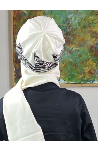 White Ready to Wear Turban 566EYLL22ŞAPK-02