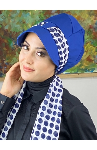 Saxon blue Ready to wear Turban 686EYLL22FLŞP-01