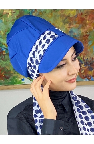 Saxon blue Ready to wear Turban 686EYLL22FLŞP-01