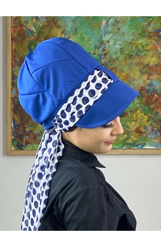 Saxon blue Ready to wear Turban 686EYLL22FLŞP-01