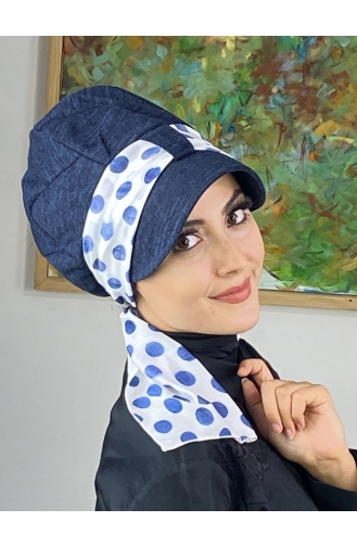 Navy Blue Ready to Wear Turban 686EYLL22FLŞP-02