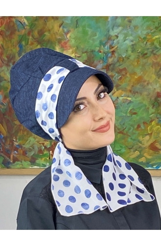 Navy Blue Ready to Wear Turban 686EYLL22FLŞP-02
