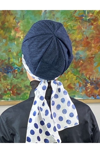 Navy Blue Ready to Wear Turban 686EYLL22FLŞP-02