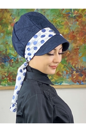Navy Blue Ready to Wear Turban 686EYLL22FLŞP-02