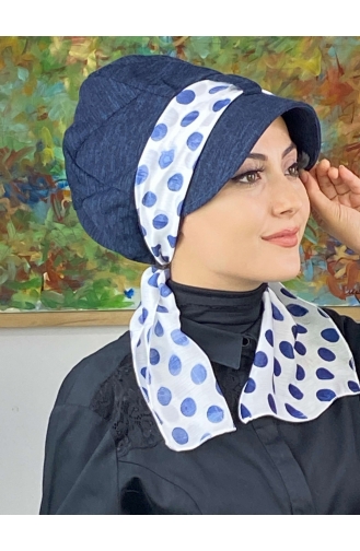 Navy Blue Ready to Wear Turban 686EYLL22FLŞP-02
