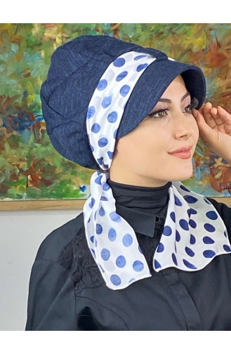 Dunkelblau Praktischer Turban 686EYLL22FLŞP-02