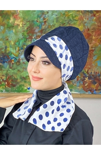 Dunkelblau Praktischer Turban 686EYLL22FLŞP-02