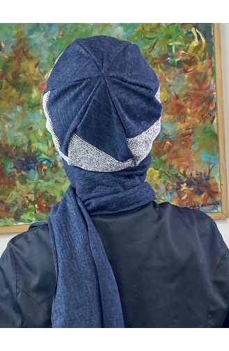 Navy Blue Ready to Wear Turban 396EYLL22ŞAPK-01