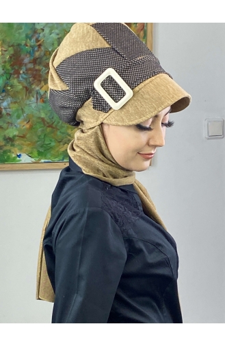 Brown Ready to wear Turban 396EYLL22ŞAPK-03