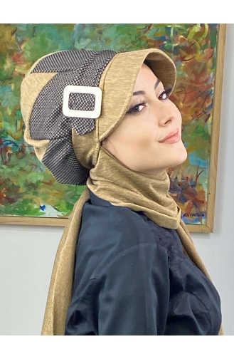 Brown Ready to Wear Turban 396EYLL22ŞAPK-03
