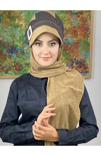 Brown Ready to Wear Turban 396EYLL22ŞAPK-03