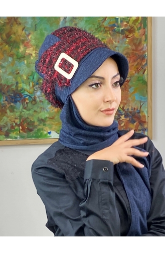 Navy Blue Ready to Wear Turban 426EYLL22ŞAPK-01