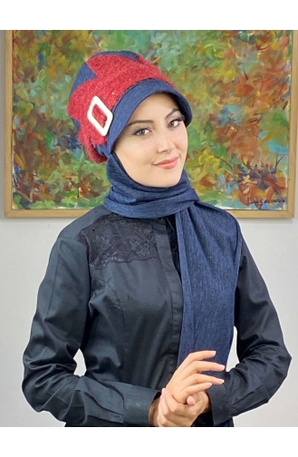 Navy Blue Ready to wear Turban 426EYLL22ŞAPK-02