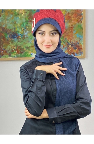 Navy Blue Ready to wear Turban 426EYLL22ŞAPK-02