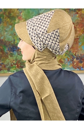Brown Ready to Wear Turban 426EYLL22ŞAPK-04