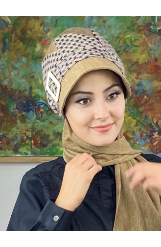 Brown Ready to Wear Turban 426EYLL22ŞAPK-04