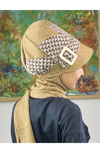 Brown Ready to Wear Turban 426EYLL22ŞAPK-04