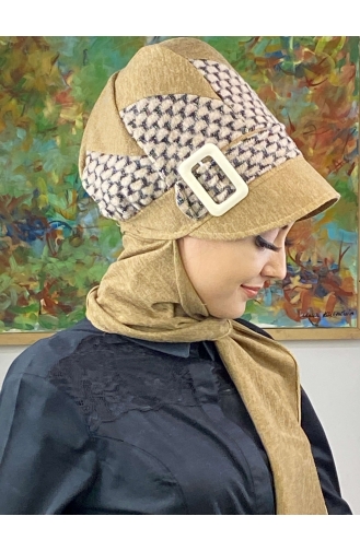 Brown Ready to Wear Turban 426EYLL22ŞAPK-04